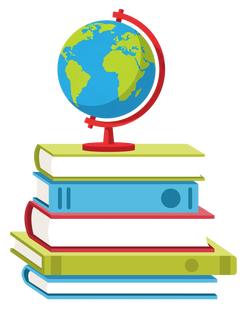 A globe resting on a stack of books